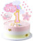 Kawailay 1. Geburtstag Tortendeko Mädchen - Happy Birthday Regenbogen Cake Topper Wolken Sterne Kuchen Deckel für Baby Shower Mädchen Geburtstag Rosa