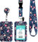 Ausweishülle mit Band, Ausweishalter Ausziehbar, Kartenhalter Ausweis mit Drehbarer Karabinerverschluss, für Frauen, Lehrer, Krankenschwestern, Doktor, Student(Pink Blue Flower)