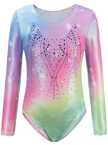 SEAUR - Kinder Gymnastikanzug Mädchen Turnanzug Langarm Trikot Gymnastik Tanzen Kleidung Ballet Yoga Kleid Klassisch 11-12 Jahre