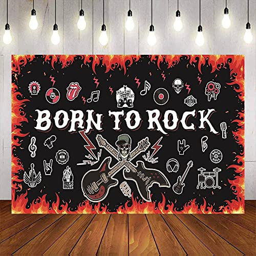 Born to Rock Hintergrund Banner 1950er Jahre Rock and Roll Party Dekorationen Rock Star Gitarre Musik Thema Geburtstag Party Banner Supplies
