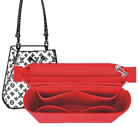 Filz-Taschen-Organizer mit Reißverschluss - 2 Pack Set Rucksack-Einsatz für Damen, LV NeoNoe Noé Series Perfect (Rot)