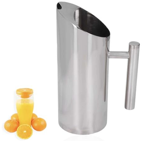 Pichet en acier inoxydable, pichet à eau en métal Carafe pichet avec garde-glace pour eau froide, 1L