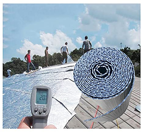IBOWZ Radiator Reflector Foil Bubble Radiator Foil Foam Insulation Roll Double Layer Insulation Foil Thermawrap Self-Adhesive Heat Reflective for Garage Door, Walls, Floors and Roof