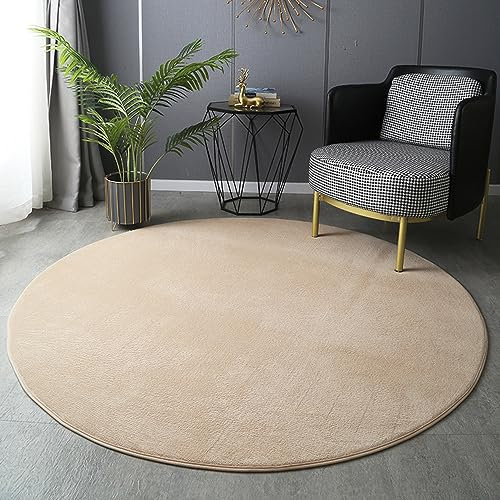 PALVIT Runde Teppiche, 180 x 180 cm, weicher, flauschiger, großer Teppich für Wohnzimmer, Küche, zottelige, dicke Matte für Schlafzimmer, Nachttisch, mit rutschfester Unterseite, maschinenwaschbar