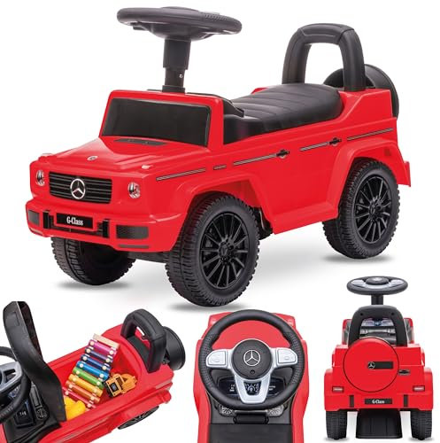 Rutschauto ab 1 Jahr, Mercedes in rot, blau, weiß, schwarz, kinderauto, Baby Auto, lauflernhilfe mit Hupe und Motorengeräuschen (Rot)