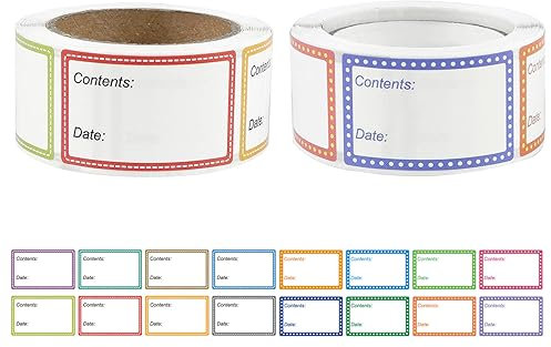 2 Rolls 1000 Pieces Food Labels Stickers, 1 x 1.6 Inch Freezer Lables Removable Labels for Jars Easy Peel Off Food Safety Date Label Sticker Freezer Containers for Kitchen Home Supplies 16 Colors