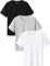 LAPASA Pack de 3 Camisetas Hombre de Algodón ELS Manga Corta Camiseta Interior Cuello en V M06 X-Large Negro + Blanco + Gris Jaspeado Claro (Cuello en V)