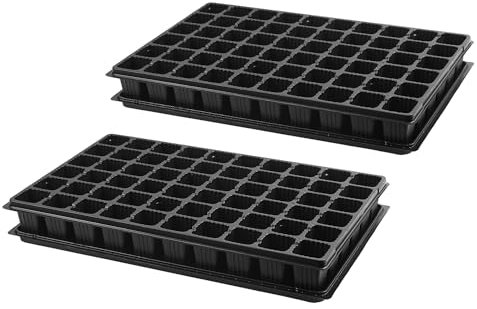 Pullmer Anzuchtplatte Tiefwurzler mit Untersetzer mit 60 Pflanzlöchern, Topfplatte, 2er-Pack, Saatplatte für 60 Töpfe 46x46 mm je Platte, perfekt für die Aussaat, für Sämlinge oder Stecklinge