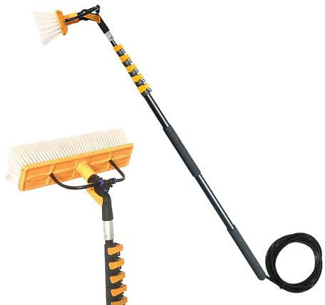 Kit Pulizia Pannelli Fotovoltaici, Spazzola Pannelli Fotovoltaici Liberamente Telescopico e Regolabile In Angolazione per Pulizia Vetri, Pulizia Pannelli Fotovoltaici, Camion.