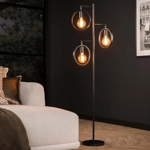 famlights Idris Industrie Stehlampe Wohnzimmer Vintage aus Holz Wohnzimmerlampe/Stehleuchte Wohnzimmer Landhaus Industrial retro Schlafzimmer Standleuchte/Stehlampe Holz Stehlampe E27
