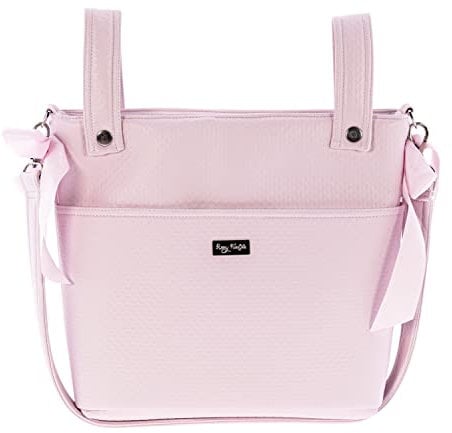 Bolso para Silla de Paseo - Talega para silla de Paseo Rosy Fuentes- Incluye Asa larga para el hombro, bolsillos interiores y lazos - Limpieza Sencilla -Rosa Pastel