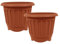 simpa Round Chunky Terracotta Plastic Indoor or Outdoor Planters - Set of 2 Pots 30cm