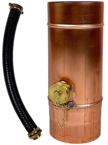SÜDMETALL - Premium Kupfer Regenwassersammler 120 mm mit Schlauch- und Fassanschluss für das Fallrohr - Regensammler 75% Wasser-Ertrag - Wassersammler für Regentonnen vom Fachhandel entwickelt