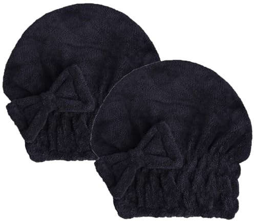 MAYOUTH Asciugamani in microfibra per asciugare i capelli con fiocco cuffia da doccia turbante per capelli ricci lunghi e bagnati, regalo per donne nere, 2 pezzi