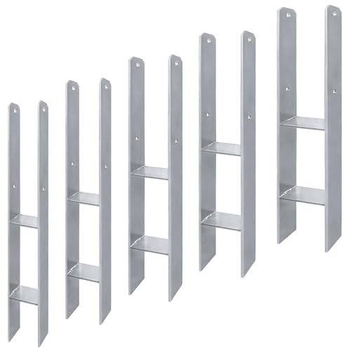 PEILU H-Pfostenträger zur Befestigung von Holzbalken, 2 Stück H-Form Beschichtung Stahl Zaunpfosten, H-Träger Balkenschuh Set zum Aufdübeln für Carports, Pergola, Zäune & Sichtschutz (90mm)