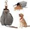 Shengxi Dog Food Bag, Portable, Canvas Treat Bag for Dogs with Drawstring, Dog Food Bag with Metal Hooks for Pet Training, Walking, Travel (Grey)