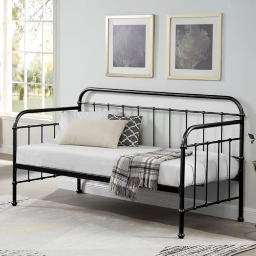 ICKLEFORD INDUSTRIAL LIVING ROOM BEDROOM METAL DAY BED FRAME (Black)