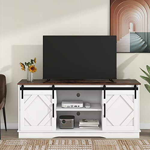 MSMOK Mueble de TV grande, 150 x 40 x 60 cm, soporte para TV, aparador, centro de entretenimiento con 2 puertas correderas clásicas, estantes ajustables para salón, comedor, casa de campo, diseño