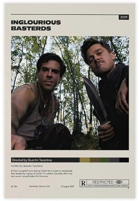 Inglourious Basterds 2009 Filmcover Schlafsaal, Schlafzimmer, Art-Deco-Poster, Leinwand-Poster, Wandkunst, Dekordruck, Gemälde für Wohnzimmer, Schlafzimmer, Dekoration, 30 x 45 cm