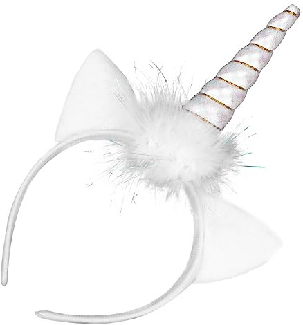 MUSISALY 1stk Leuchtendes Einhorn-stirnband Stirnbänder Mit Tierohren Einhorn Horn Ohren Stirnband Cartoon-stirnbänder Kinder Stirnbänder Mädchen Einhorn-horn-haarreifen Stoff Weiß