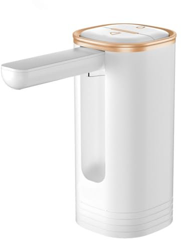 Wasserflaschen Pumpe, USB Wiederaufladbarer Trinkwasserschalter, Tragbarer Elektrischer Wasserspender mit Faltbarer Ausguss für Campingutensilien, Küche, Büro, Picknick, Wandern