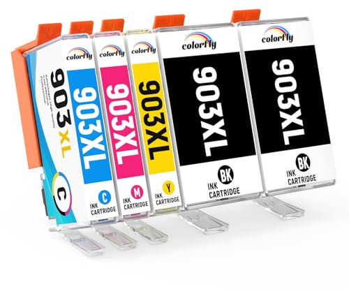 903XL New CHIP Druckerpatronen 903 XL Kompatibel für HP 903 Druckerpatronen 903 für HP Officejet 6950 Druckerpatronen 6960 Officejet Pro 6970 Patronen (‎‎‎‎‎‎‎Schwarz×2, Cyan, Magenta, Gelb,5-Packun)