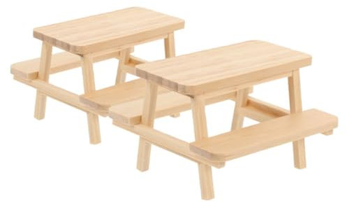 ifundom Puppenhaus Miniatur Möbel Set Tisch Mini Bank Unbehandeltes Holz Für Puppenhaus