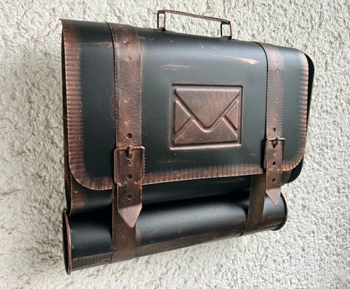 Briefkasten Antik mit zeitungsrolle - Echter Hingucker! Wandbriefkasten als Tasche NEU NEU Postkasten mit Zeitungsfach aus rostfreiem Stahl - verzinkt. Befestigungsmaterial GRATIS!!