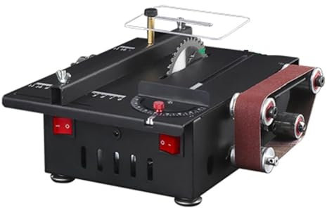 300W Table Saw Belt Sander 2 in 1 Machine Kit Variable Speed Circular Bench Saw Sanding Cutting Machine Precision Craft Cutting Tool(Type2)