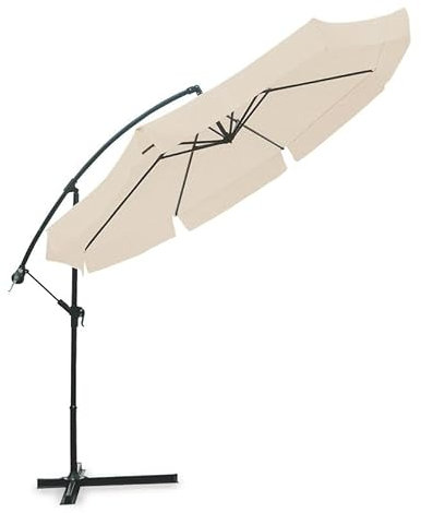 Avilia - Ombrellone da Giardino 300 cm Altezza 2,5 m con Braccio Decentrato, Tessuto Impermeabile e Anti Raggi UV, Apertura a Manovella, Design Moderno per Arredo Giardino per Esterno