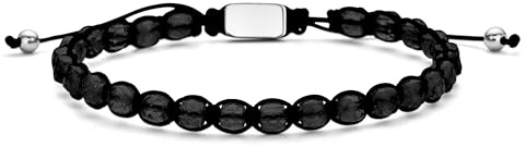 Frank 1967 7FB-0707 Kralen Herenarmband Zwart | Verstelbaar, Lengte 19 + 4 + 4 cm, Verstelbare lengte, Formaat 4 cm, Kralen 4 mm