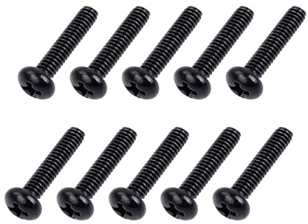 Banworks Metric Thread 3.3x18mm M3.3 Electric Guitar Single Coil Pickup Mounting Screws Pickup Height Adjustment Screws Set for Squier Stratocaster Strat ST Telecaster Tele TL 10Pcs JT/DXQLS-02 Black
