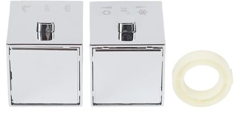 Filteilect Square Shower Temperature Control Handle Knob Chrome Thermostatic Handle ABS Plastic Mirror Finish with Stop Ring Grub Screw End Cap