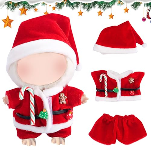 Weihnachtskleidung für 17 cm große Puppen, 3PCS Bekleidung für 17cm Plüsch, Kuscheltier Kleidung Outfit nur Bekleidungs zubehör, Weihnachtskleidung für 17cm Puppen, Geschenke für Weihnachtskleidung