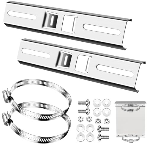 Lot de 2 supports de mât universels de 30 cm - Montage réglable - Support vertical en acier inoxydable avec pinces réglables pour boîtier électrique - Caméra de surveillance extérieure