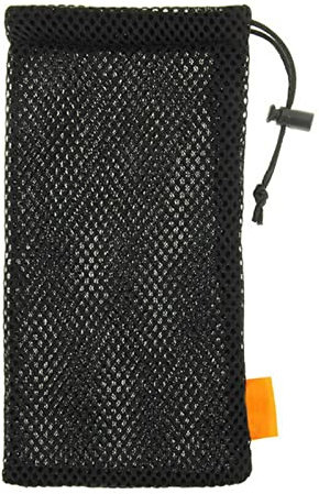 JASOLYI Storage Bag Drawstring Carrying Case Cover Holder Protective Nylon Phone Pouch Mesh Mobile Universal Portable Power Bank Case Travel Cable Organiser Drawstring Bag(5.5 Inch, Black)