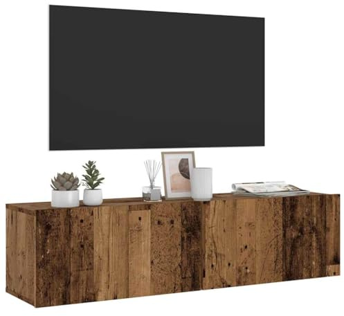Mimdixy Meuble TV mural aspect bois vieilli 120 x 30 x 30 cm