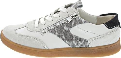 Waldläufer H-Daisy Sneaker mit Fußbett zum Wechseln 704005-402-297, Velour- u. Glattleder, Creme-Weiß mit Schwarz, Weite H Weiß