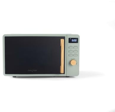 Salter Malmo Microwave Oven, 20 L, 800 W, Digital, Sage Green | 8 Cooking Presets, Defrost Function, LED Display With Clock, 60-Minute Timer, 27 Cm Glass Turntable, Easy-Clean Interior