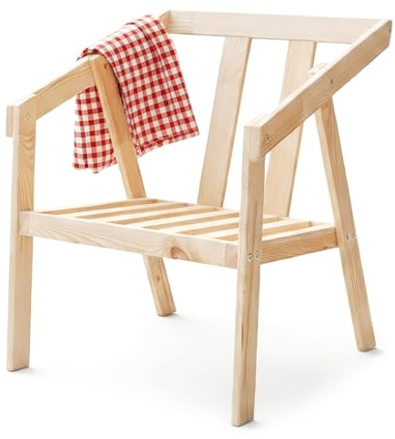 PATKAR Gartenstuhl aus Kiefernholz - Unbehandelt Gartensessel - Holzsessel für Balkon, Terrasse & Garten - Outdoormöbel, bis 120 kg