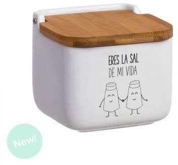 D,casa - Salero de Cocina de Cerámica con Tapa de Madera Diseños Originales ECHALE Sal A TU Dia… - Eres La Sal de Mi Vida