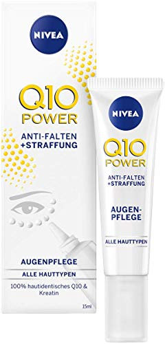 NIVEA Q10 Power Anti-Falten + Straffung Augenpflege für jünger aussehende Haut, feuchtigkeitsspendende Augencreme, 15 ml