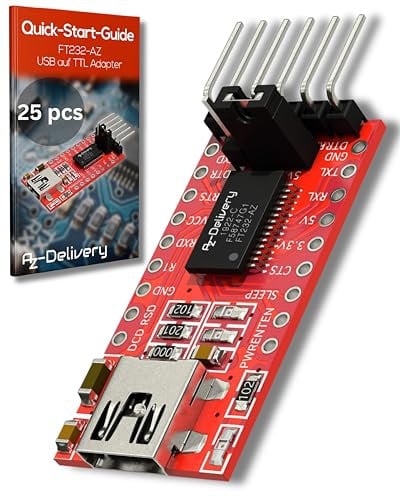 AZDelivery 25 x Kompatibel mit FT232RL USB zu TTL Serial Adapter für 3,3V und 5V kompatibel mit Arduino inklusive E-Book!