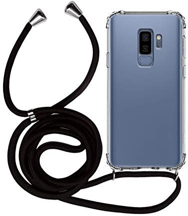 MyGadget Handykette für Samsung Galaxy S9 Plus - [ TPU Hülle mit verstellbaren Band ] - Handyhülle mit Handyband zum Umhängen Kordel Schnur Case Schutzhülle - Schwarz