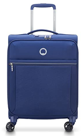 DELSEY VALIGIA TROLLEY DA CABINA A 4 DOPPIE RUOTE SLIM 55 CM, blu