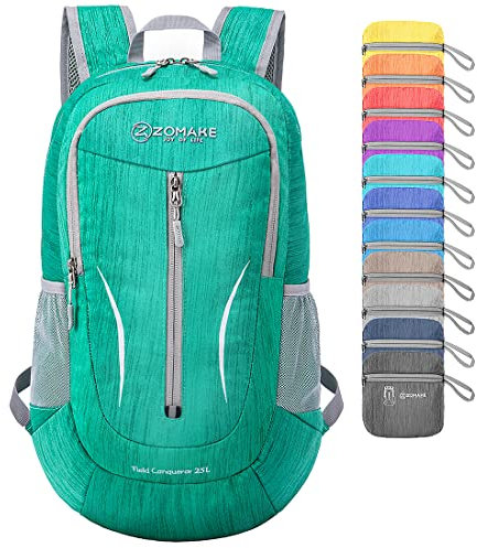 ZOMAKE Faltbarer Rucksack Leicht 25L,Kleiner Rucksäcke Wasserdicht Wanderrucksack Packable Backpack für Damen Herren Outdoor Wandern(Militärgrün)