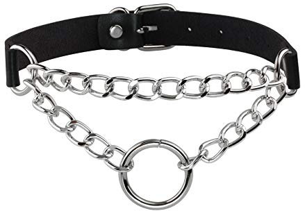 JJDreams Gothic Choker Damen Punk Choker Halsband Ring Choker Schwarz Simple Choker Emo Choker PU Leder