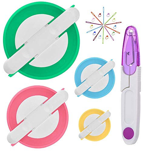 KNEWMART Pompon Maker,4 Taglie Fluff Ball Weaver Needle Pompom Maker Set-Fai da Te Pompoms Artigianato Doll Making Kit Contiene 1 Forbici + 10 pennarelli per Punti Maglia + 10 Aghi in plastica (25)