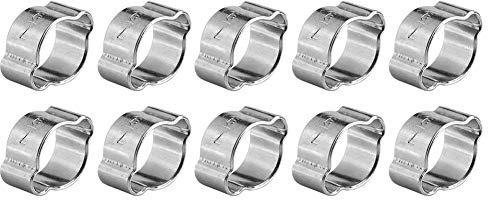 Colliers de serrage, clip de tuyau, attache de tuyau, 10 pièces collier de serrage à deux oreilles en acier inoxydable plaqué zinc 5-23 mm pour tube de tuyau d'essence Fule(7-9Mm)