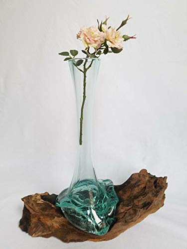 Melted Glass On Wood Vase/Teak Root 40cm
